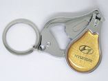 Round Epoxy Dome Logo Nail Clipper Keyring with Bottle Opener