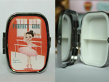 Functional Cute Design Square Metal Pill Box with Epoxy dome logo