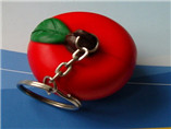 red apple PU stress ball metal keychain for decorac