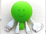 Rubber ball shape with smile face usb data cable for business