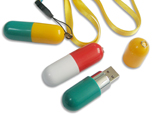 Pill USB flash drive with lanyard