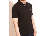 Printed Black Cotton Polo Shirt