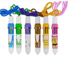 Cheap multicolor plastic pen with lanyard