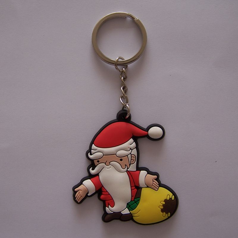 3D Santa Claus Shape Soft PVC Keyring