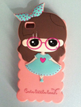 Lovely Girl Cartoon Design Silicone Iphone 4/4s Cov