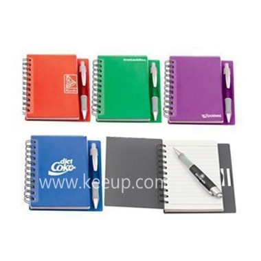 Hard cover spiral note book with pen